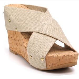 Lucky Brand Miller 2 tan cork wedges